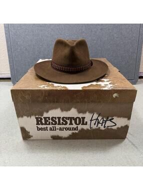 Vtg Resistol Roundup Collection Cowboy Hat Felt Feather Texas Western Size 7 1/8